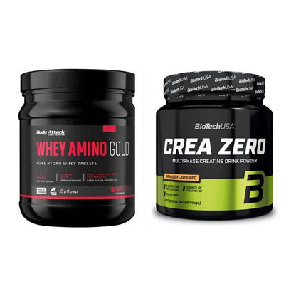 Muskelaufbau-Set: Body Attack Whey Amino Gold + BioTech Crea Zero – alle enthaltenen Artikel