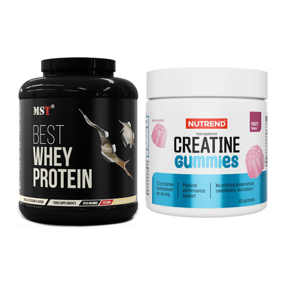 Muskelaufbau-Set: MST Best Whey Protein + Nutrend Creatine Gummies – alle enthaltenen Artikel