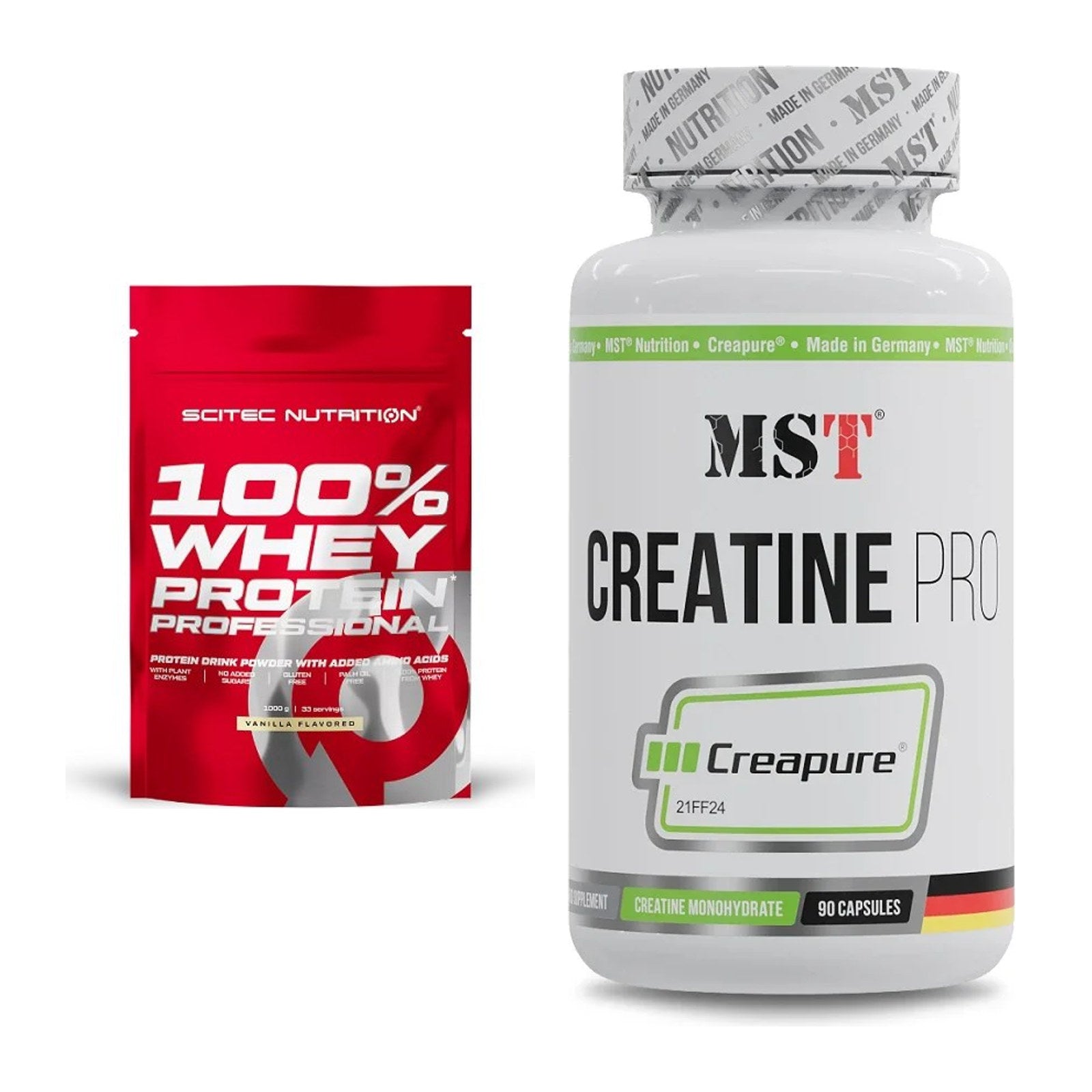 Muskelaufbau-Set: Scitec 100% Whey Protein + MST Creatine Pro CREAPURE – alle enthaltenen Artikel