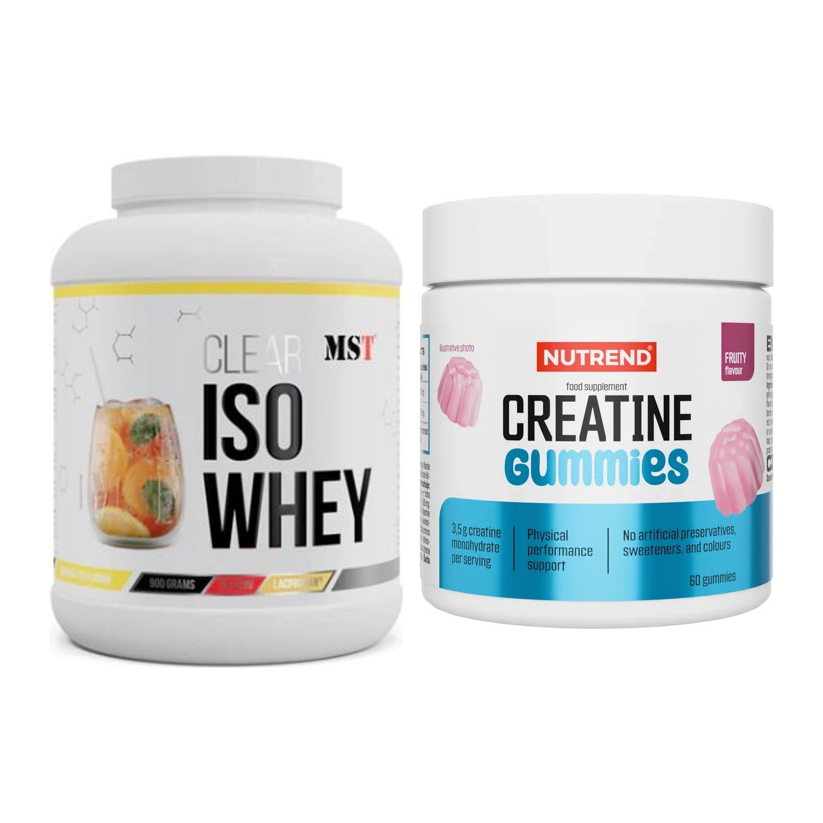 Muskelaufbau-Set: MST Iso Clear 900g + Nutrend Creatine Gummies – alle enthaltenen Artikel
