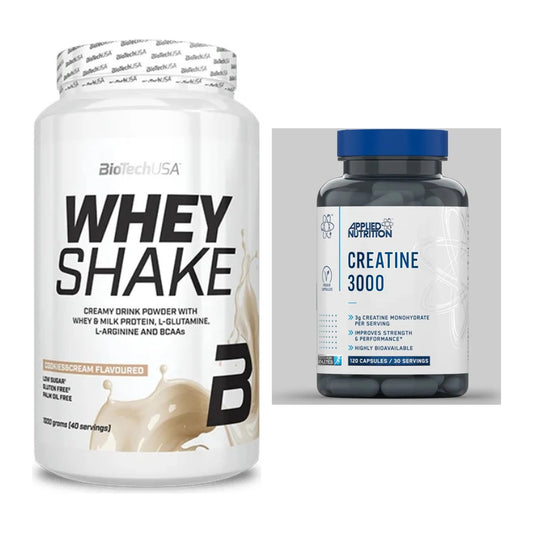 Muskelaufbau-Set: BioTech Whey Shake + Applied Nutrition Creatine 3000 – alle enthaltenen Artikel