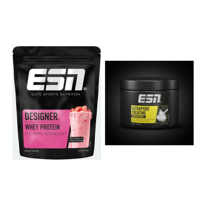ESN Muskelaufbau-Set: Designer Whey 420g + Ultrapure Creatine – alle enthaltenen Artikel