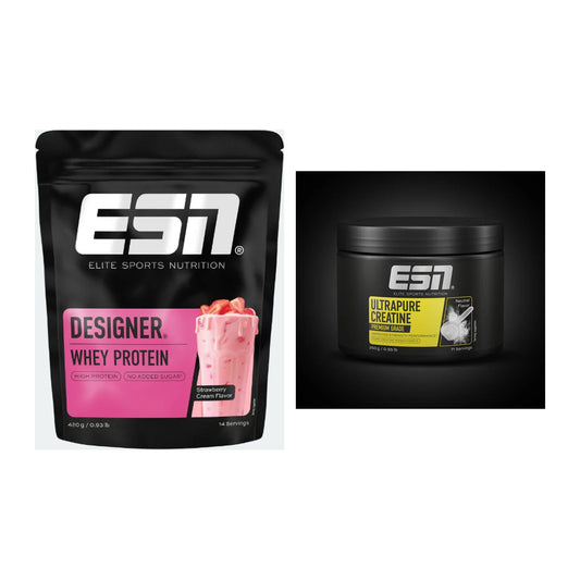 ESN Muskelaufbau-Set: Designer Whey 420g + Ultrapure Creatine – alle enthaltenen Artikel