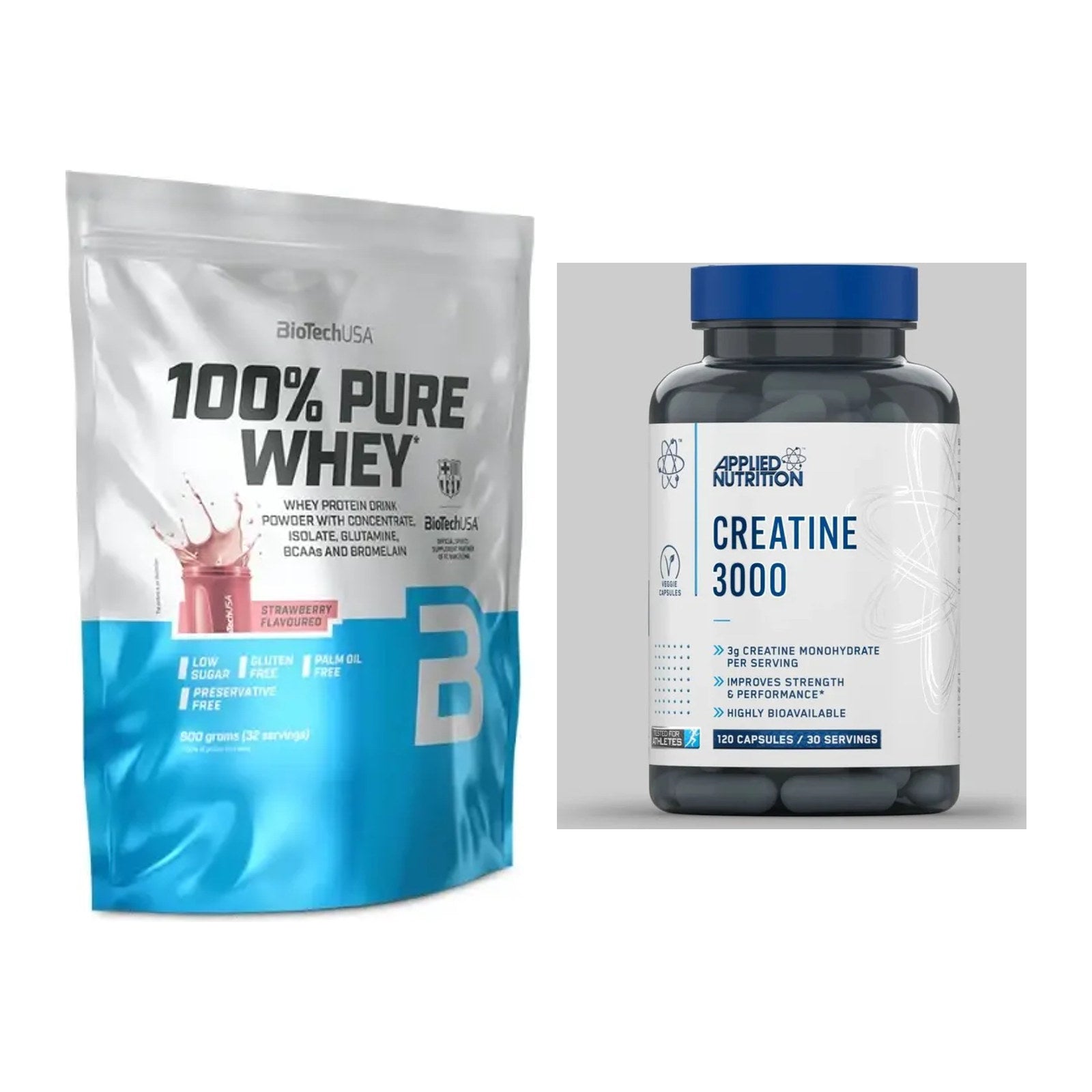 Muskelaufbau-Set: BioTech 100% Pure Whey + Applied Nutrition – alle enthaltenen Artikel