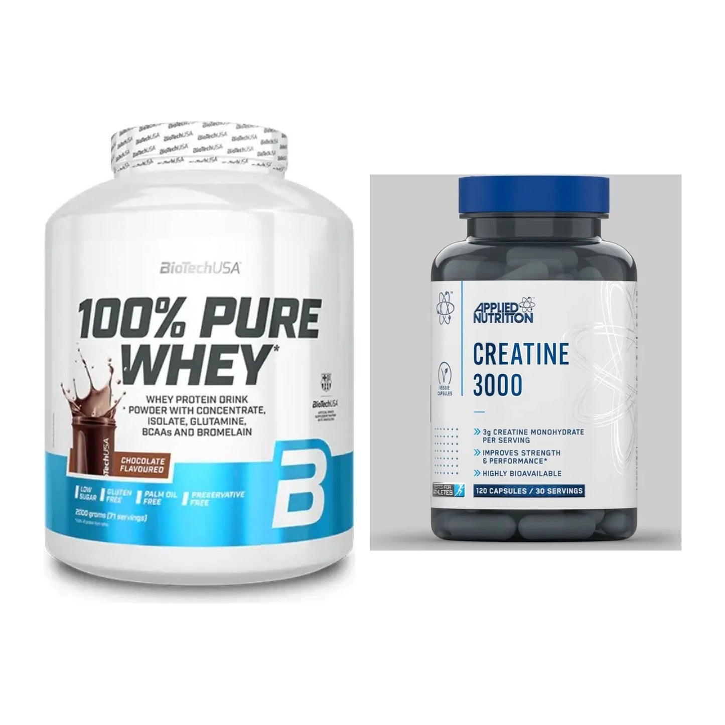 Muskelaufbau-Set: BioTech 100% Pure Whey + Applied Nutrition – alle enthaltenen Artikel