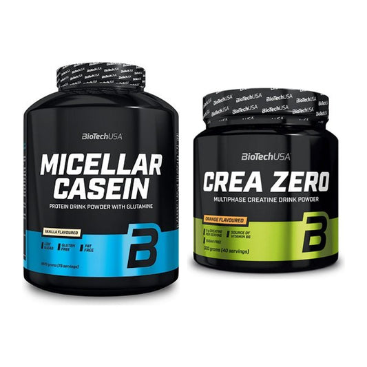 Muskelaufbau-Set: BioTech Micellar Casein + BioTech Crea Zero – alle enthaltenen Artikel