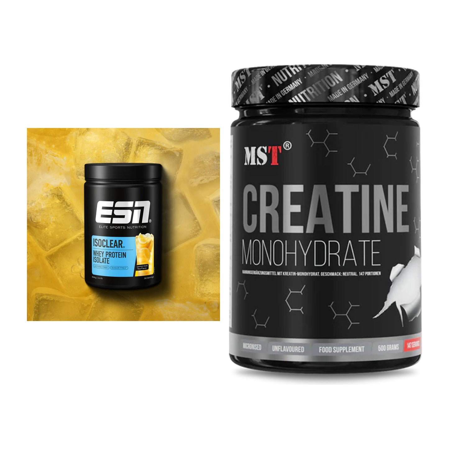 Muskelaufbau-Set: ESN ISOCLEAR Whey Isolate + MST Creatin Monohydrate – alle enthaltenen Artikel