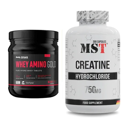 Muskelaufbau-Set: Body Attack Whey Amino Gold + MST Creatine HCL – alle enthaltenen Artikel