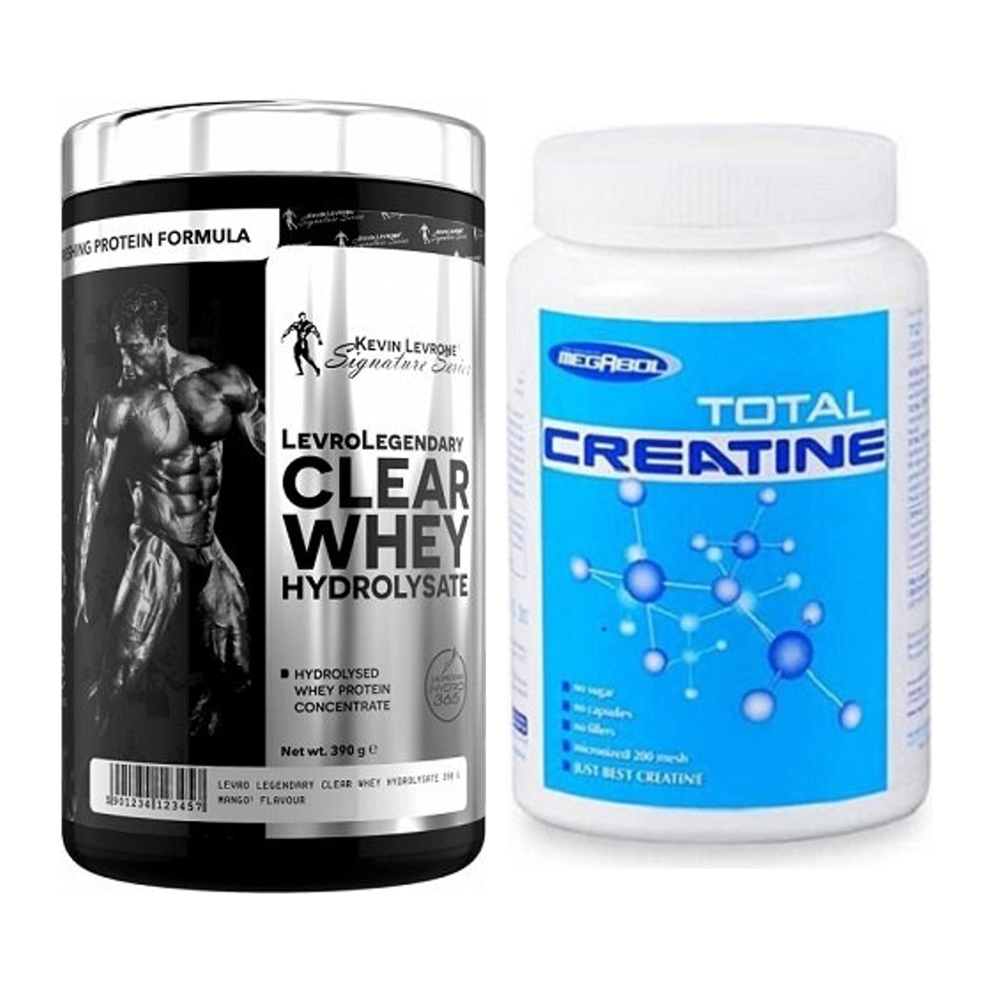 Muskelaufbau-Set: Kevin Levrone Clear Whey + Megabol Total Creatine – alle enthaltenen Artikel