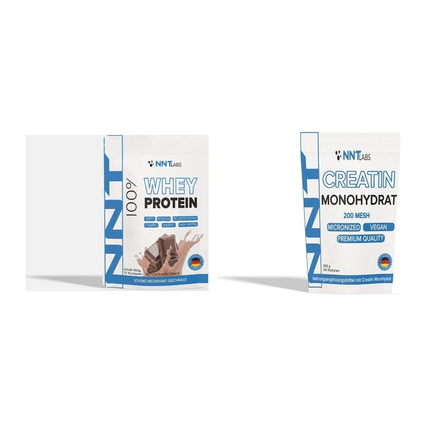 NNT Labs Muskelaufbau-Set: Whey 450g (Erdbeer) + Creatin Monohydrat – alle enthaltenen Artikel