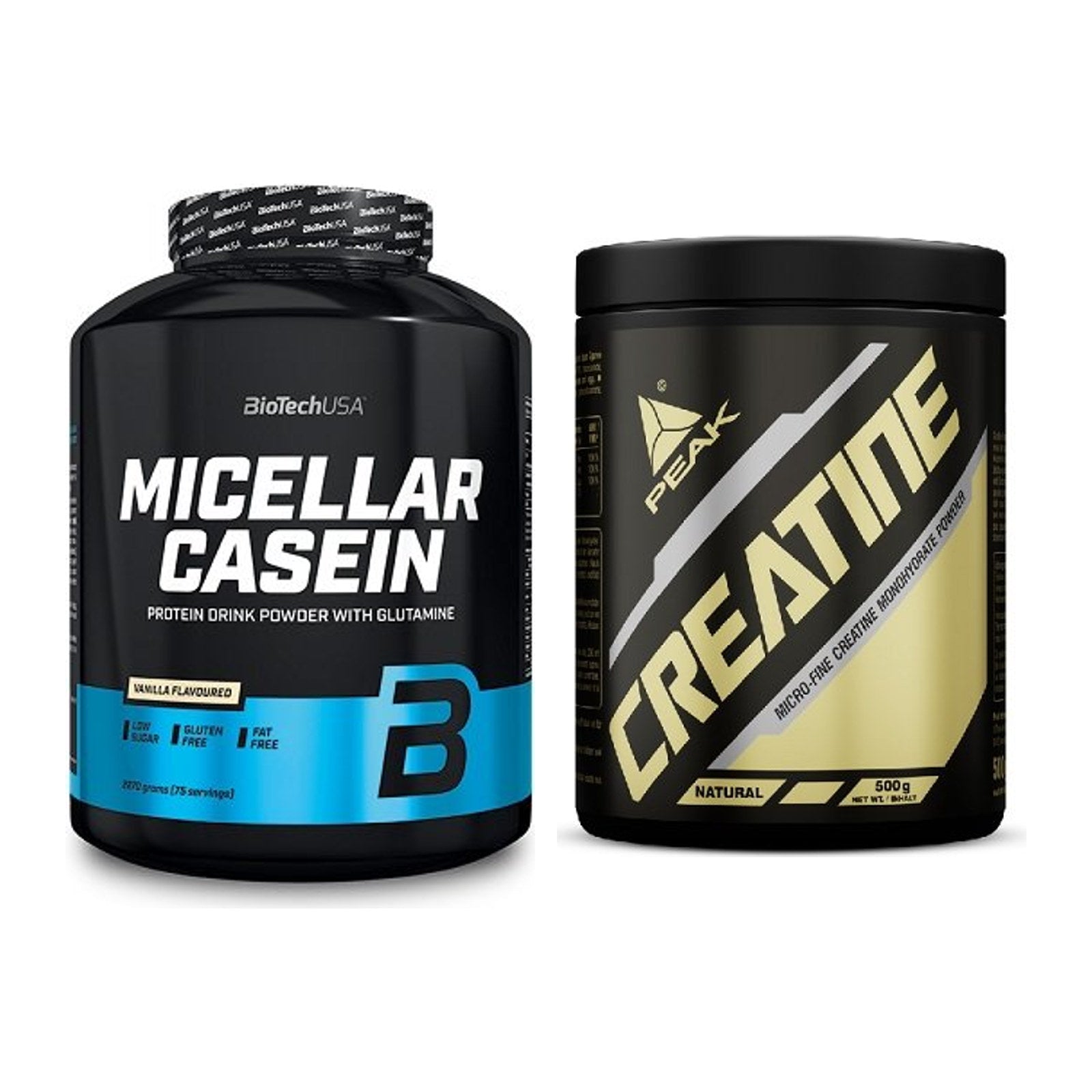 Muskelaufbau-Set: BioTech Micellar Casein + Peak Creatin Powder – alle enthaltenen Artikel