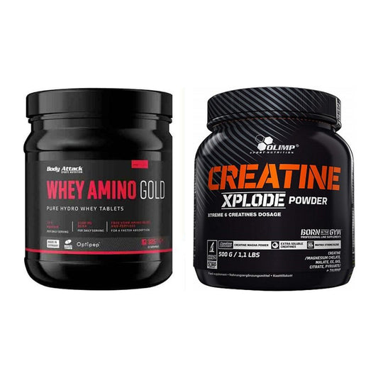 Muskelaufbau-Set: Body Attack Whey Amino + Olimp Creatine Xplode – alle enthaltenen Artikel