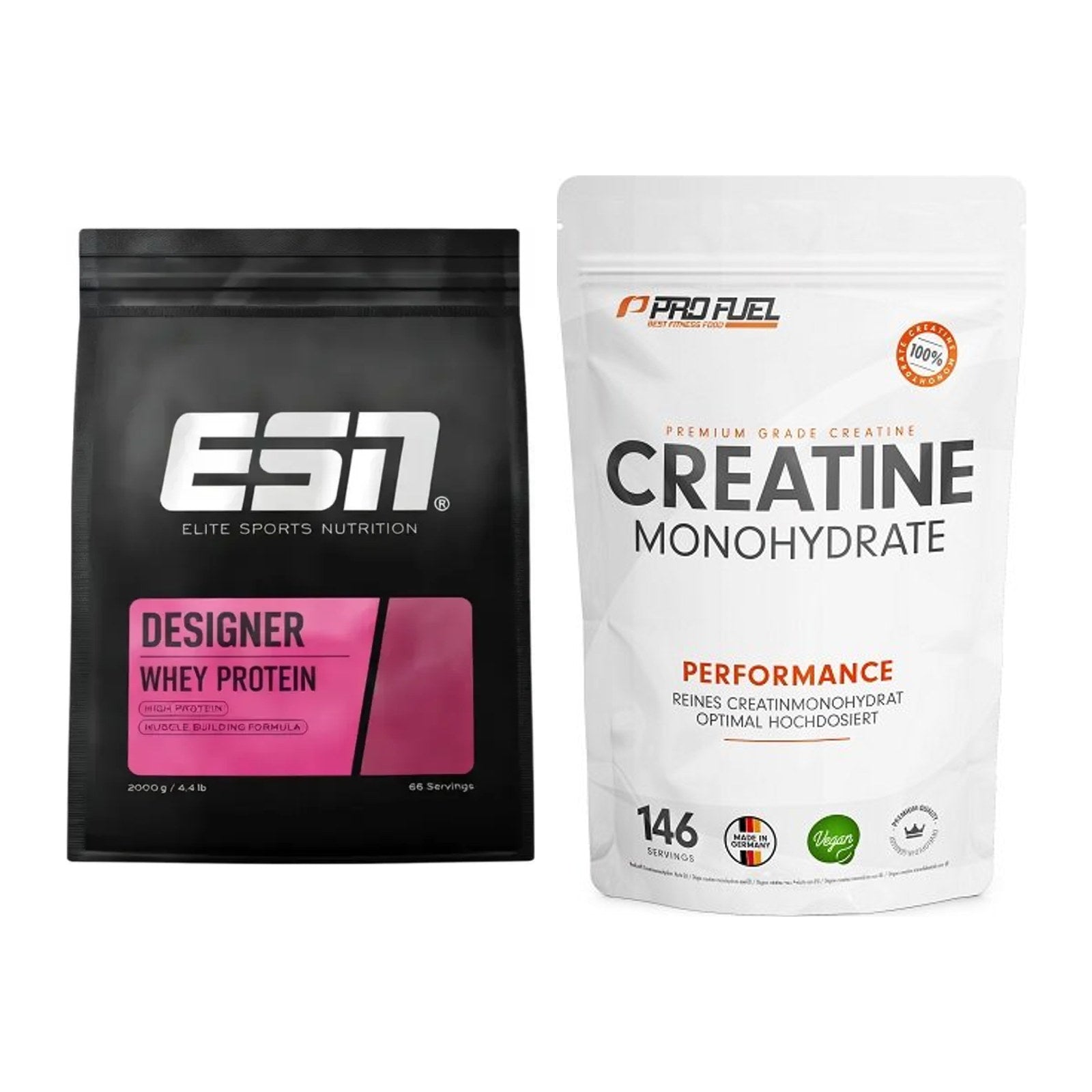 Muskelaufbau-Set: ESN Designer Whey + ProFuel Creatine Monohydrate – alle enthaltenen Artikel