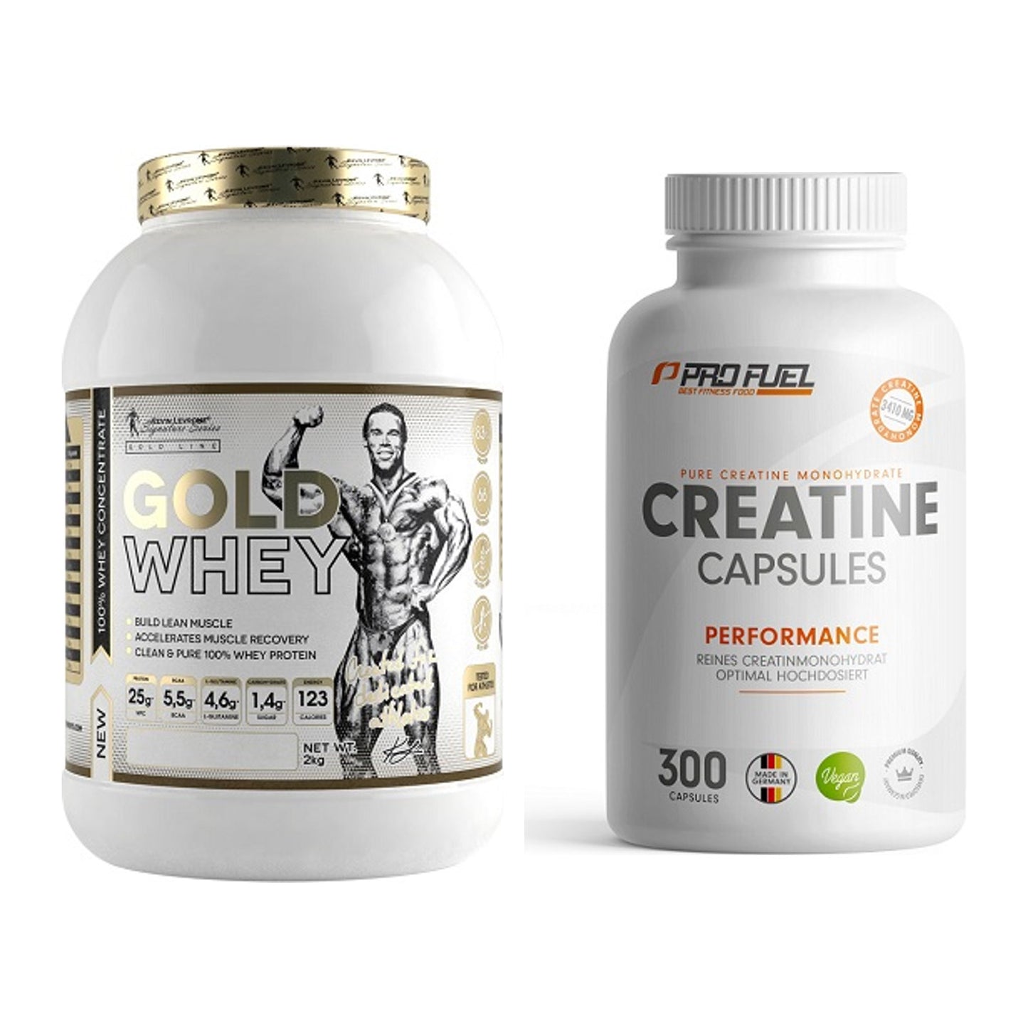 Muskelaufbau-Set: Kevin Levrone Gold Whey + ProFuel Creatine – alle enthaltenen Artikel