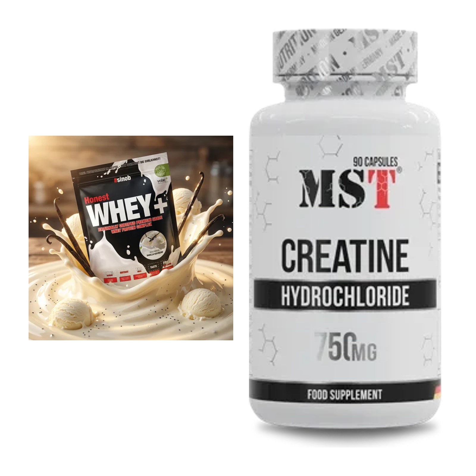 Muskelaufbau-Set: Sinob Honest Whey+ + MST Creatin HCL – alle enthaltenen Artikel