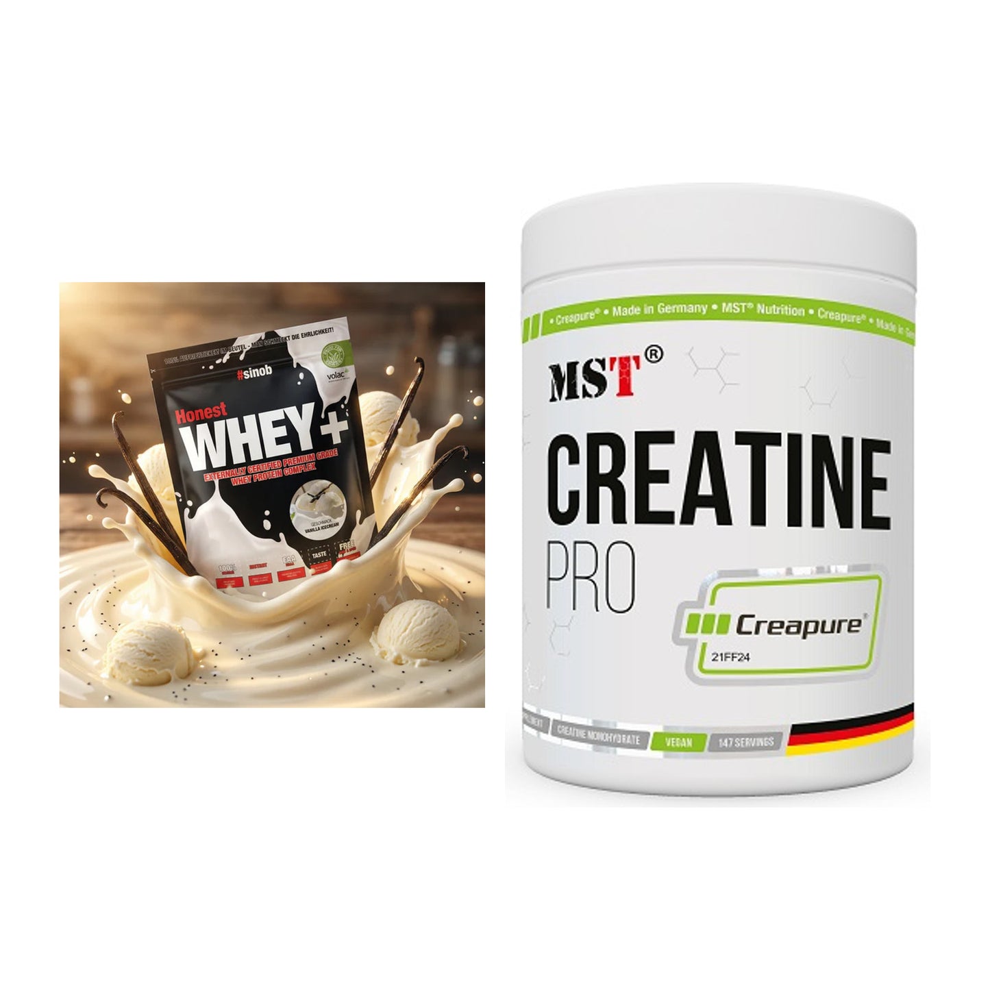 Muskelaufbau-Set: Sinob Honest Whey+ + MST Creatin Pro CREAPURE – alle enthaltenen Artikel