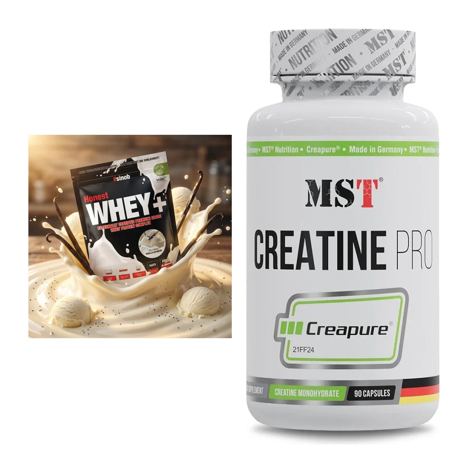 Muskelaufbau-Set: Sinob Honest Whey+ + MST Creatine Pro CREAPURE – alle enthaltenen Artikel