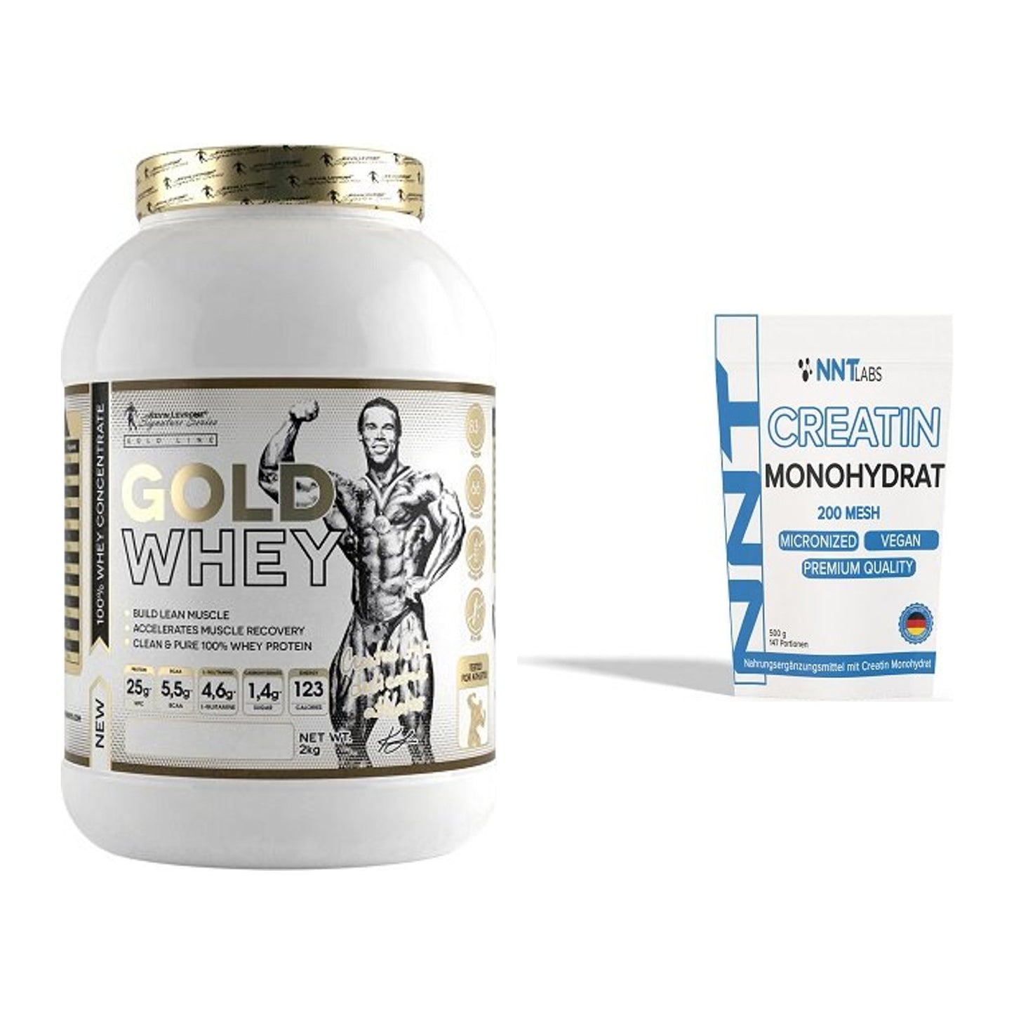 Muskelaufbau-Set: Kevin Levrone Gold Whey + NNT Creatin Monohydrat – alle enthaltenen Artikel