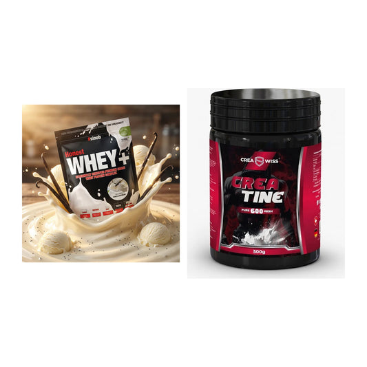 Muskelaufbau-Set: Sinob Honest Whey+ + CREASWISS Creatine 600 Mesh – alle enthaltenen Artikel
