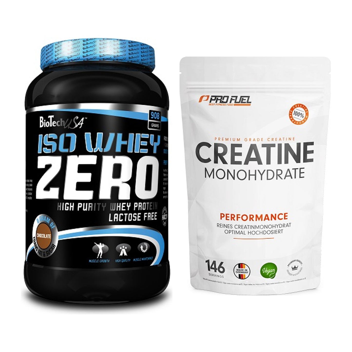 Muskelaufbau-Set: BioTech Iso Whey Zero + ProFuel Creatine Monohydrate – alle enthaltenen Artikel