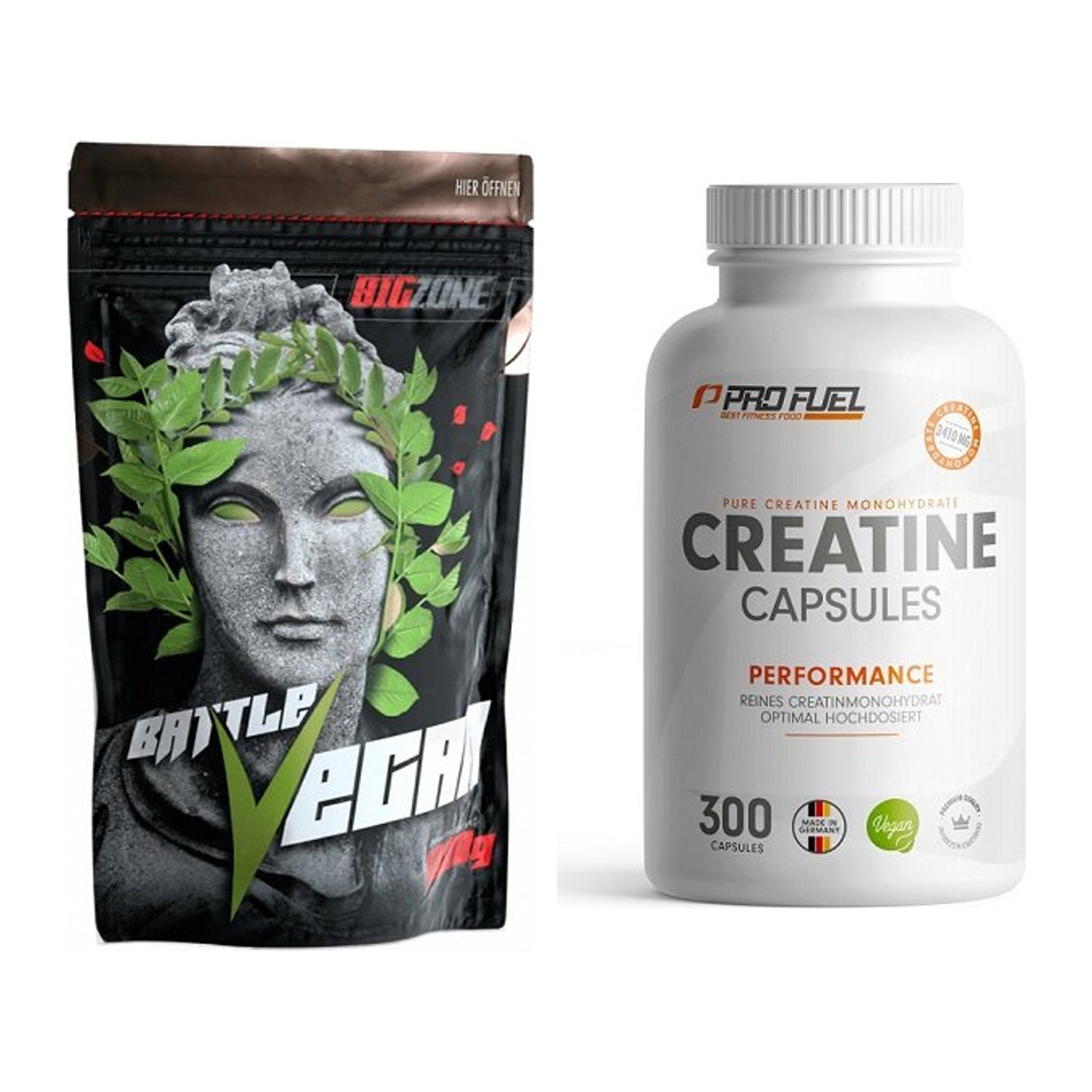 Muskelaufbau-Set: Big Zone Battle Vegan + ProFuel Creatine Monohydrate – alle enthaltenen Artikel
