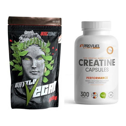 Muskelaufbau-Set: Big Zone Battle Vegan + ProFuel Creatine Monohydrate – alle enthaltenen Artikel