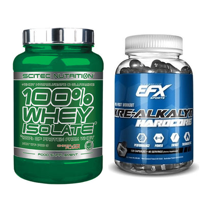Muskelaufbau-Set: Scitec Whey Isolate + EFX Kre-Alkalyn Hardcore – alle enthaltenen Artikel