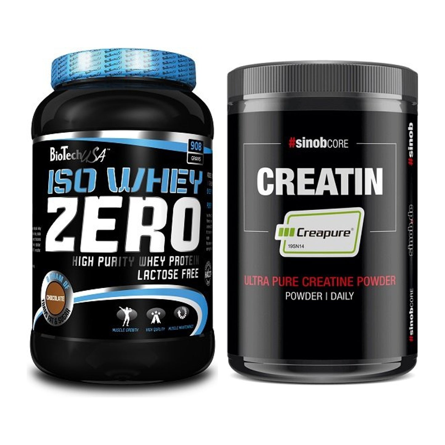 Muskelaufbau-Set: BioTech Iso Whey Zero 908g + Sinob Creatin CREAPURE – alle enthaltenen Artikel
