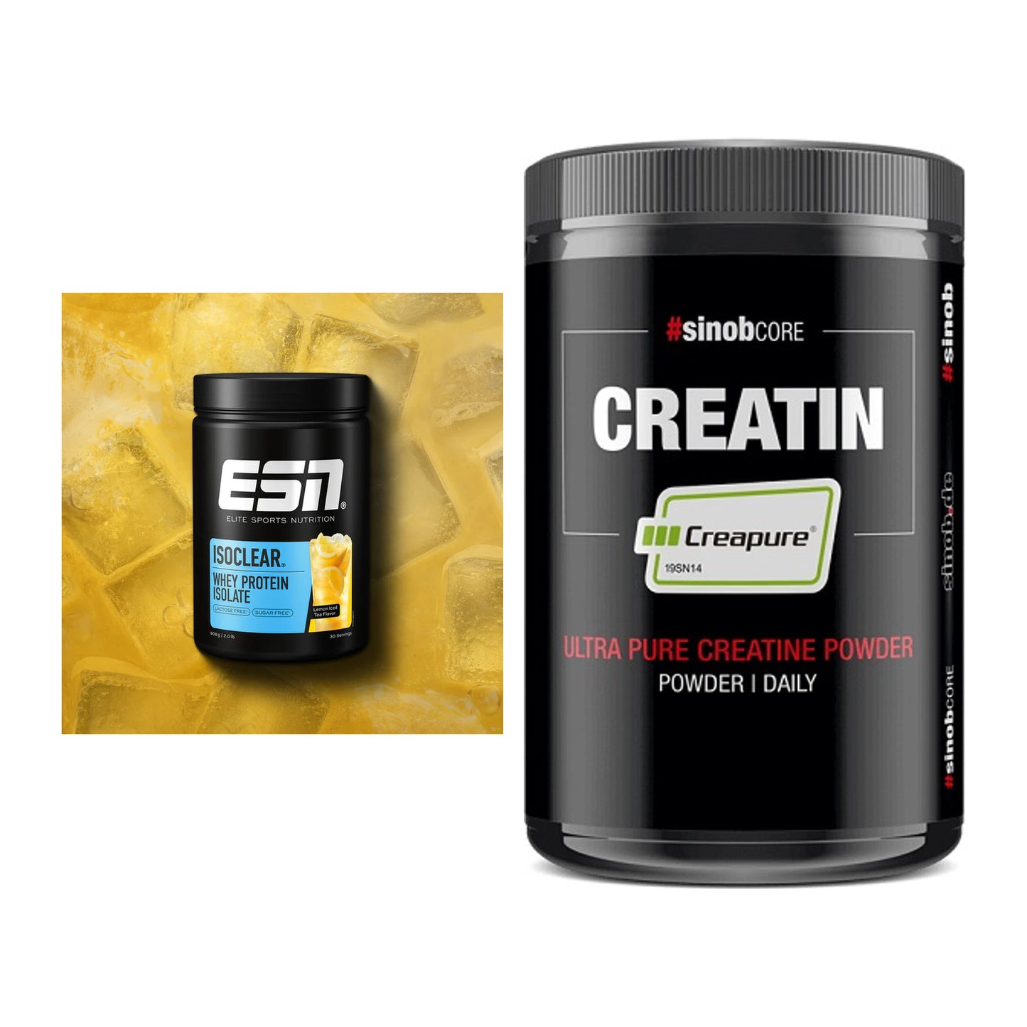 Muskelaufbau-Set: ESN ISOCLEAR Whey Isolate + Sinob Creatin CREAPURE – alle enthaltenen Artikel