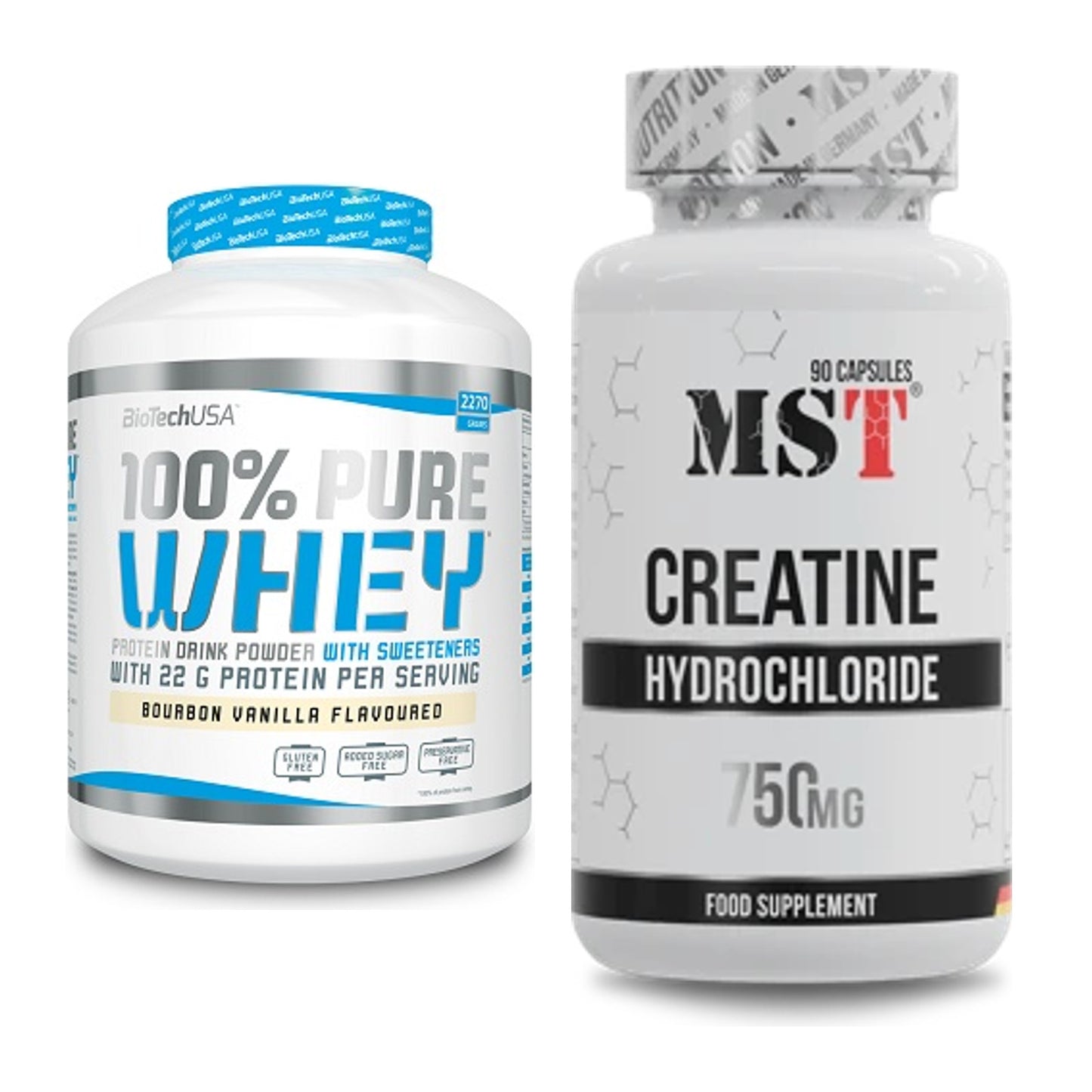 Muskelaufbau-Set: BioTech 100% Pure Whey + MST Creatin HCL – alle enthaltenen Artikel