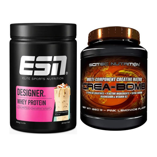 Muskelaufbau-Set: ESN Designer Whey + Scitec Crea-Bomb – alle enthaltenen Artikel