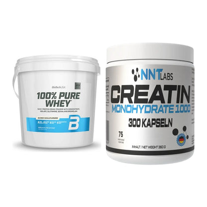 Muskelaufbau-Set: BioTech 100% Pure Whey + NNT Creatin 1000 mg – alle enthaltenen Artikel
