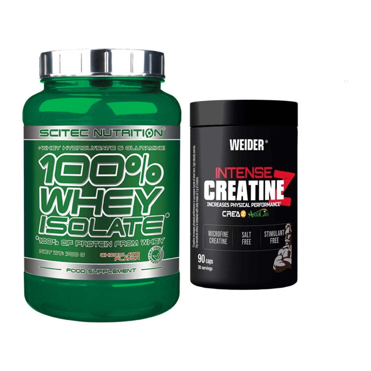 Muskelaufbau-Set: Scitec Whey Isolate + Weider Intense Pure Creatine – alle enthaltenen Artikel