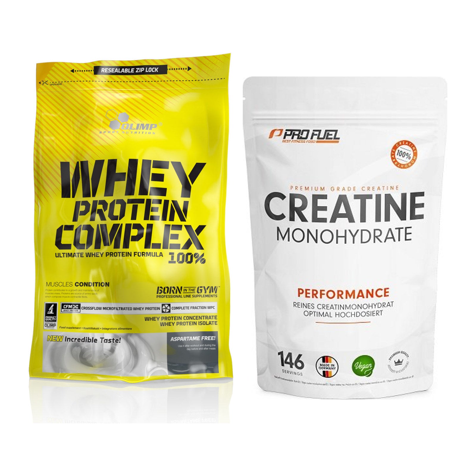 Muskelaufbau-Set: Olimp Whey Protein + ProFuel Creatine – alle enthaltenen Artikel