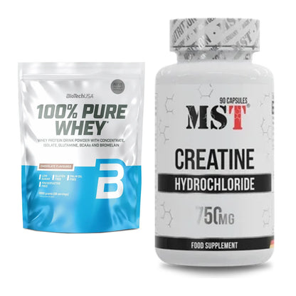 Muskelaufbau-Set: BioTech 100% Pure Whey 1000g + MST Creatin HCL – alle enthaltenen Artikel