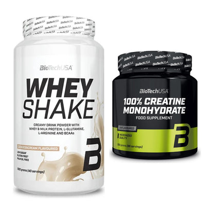 Muskelaufbau-Set: BioTech Whey Shake + BioTech Creatine Monohydrate – alle enthaltenen Artikel