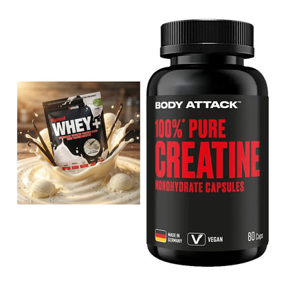 Muskelaufbau-Set: Sinob Honest Whey+ + Body Attack 100% Pure Creatine – alle enthaltenen Artikel
