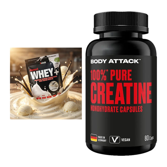 Muskelaufbau-Set: Sinob Honest Whey+ + Body Attack 100% Pure Creatine – alle enthaltenen Artikel
