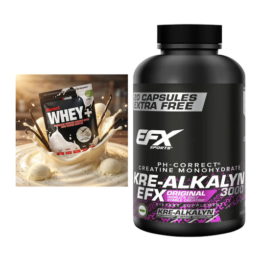 Muskelaufbau-Set: Sinob Honest Whey+ + EFX Kre-Alkalyn 3000 – alle enthaltenen Artikel