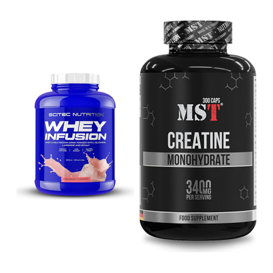 Muskelaufbau-Set: Scitec Whey Infusion + MST Creatine Monohydrate – alle enthaltenen Artikel