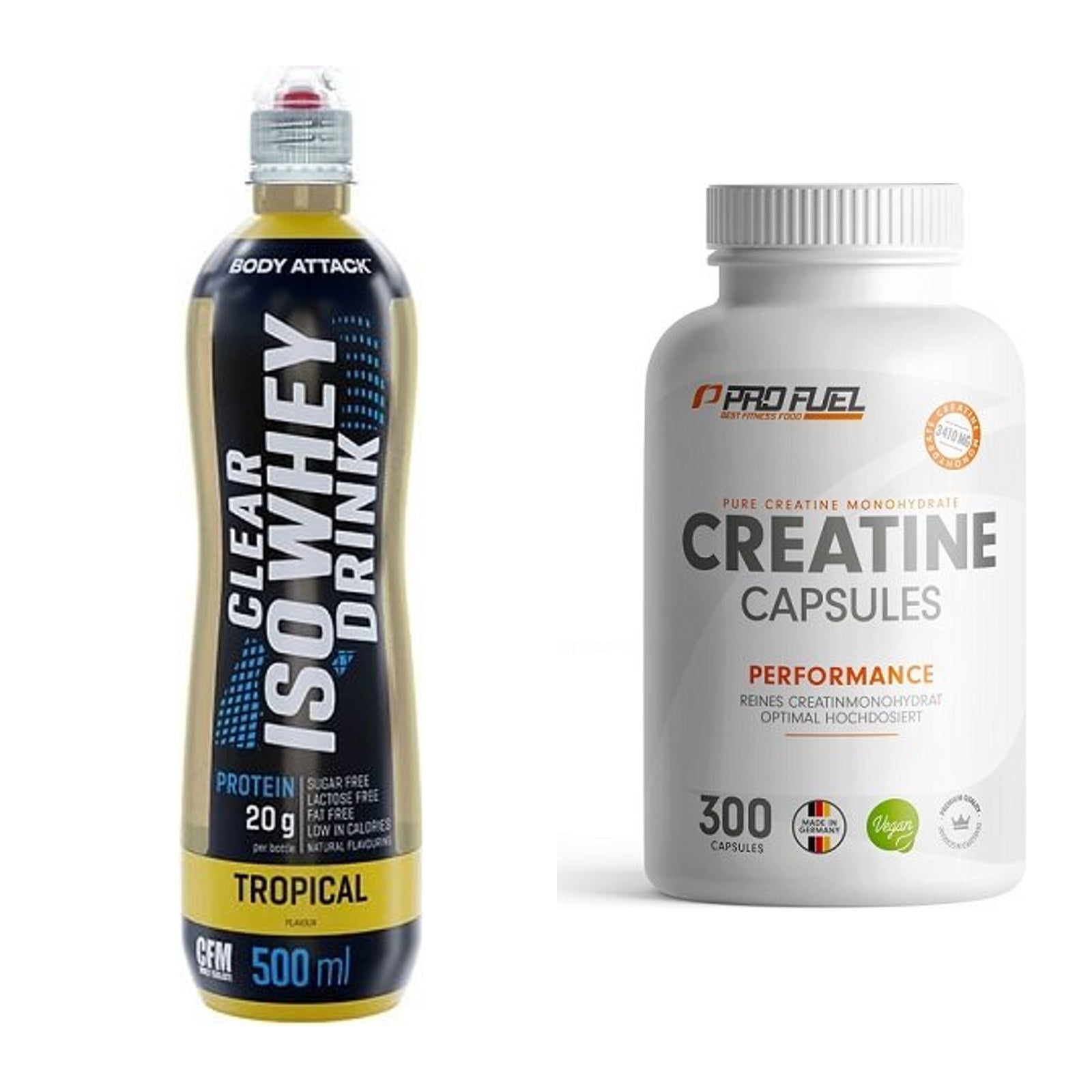 Muskelaufbau-Set: Body Attack Clear Iso + ProFuel Creatine – alle enthaltenen Artikel