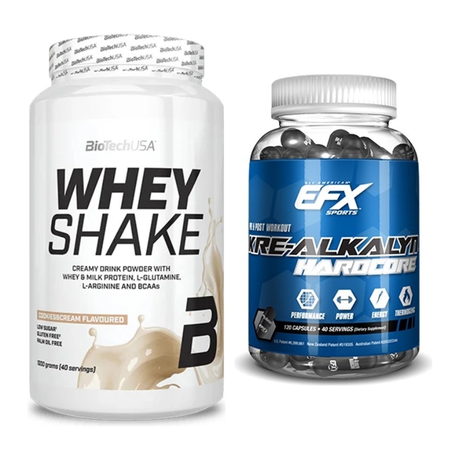 Muskelaufbau-Set: BioTech Whey Shake + EFX Kre-Alkalyn Hardcore – alle enthaltenen Artikel