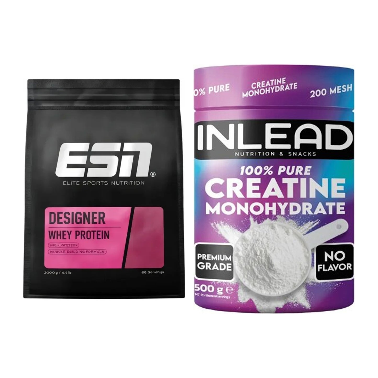 Muskelaufbau-Set: ESN Designer Whey + INLEAD Creatine Monohydrate – alle enthaltenen Artikel