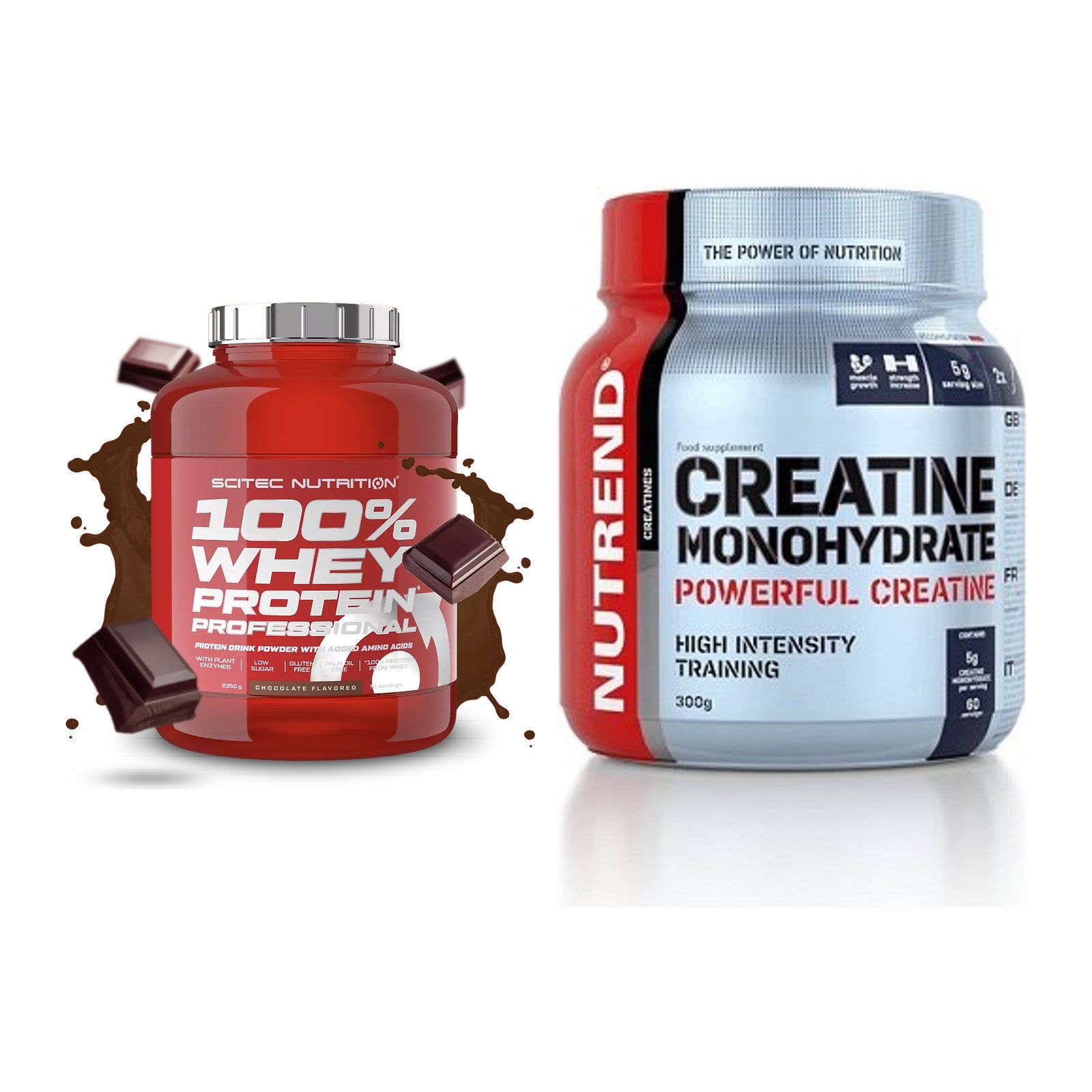 Muskelaufbau-Set: Scitec 100% Whey + Nutrend Creatine – alle enthaltenen Artikel