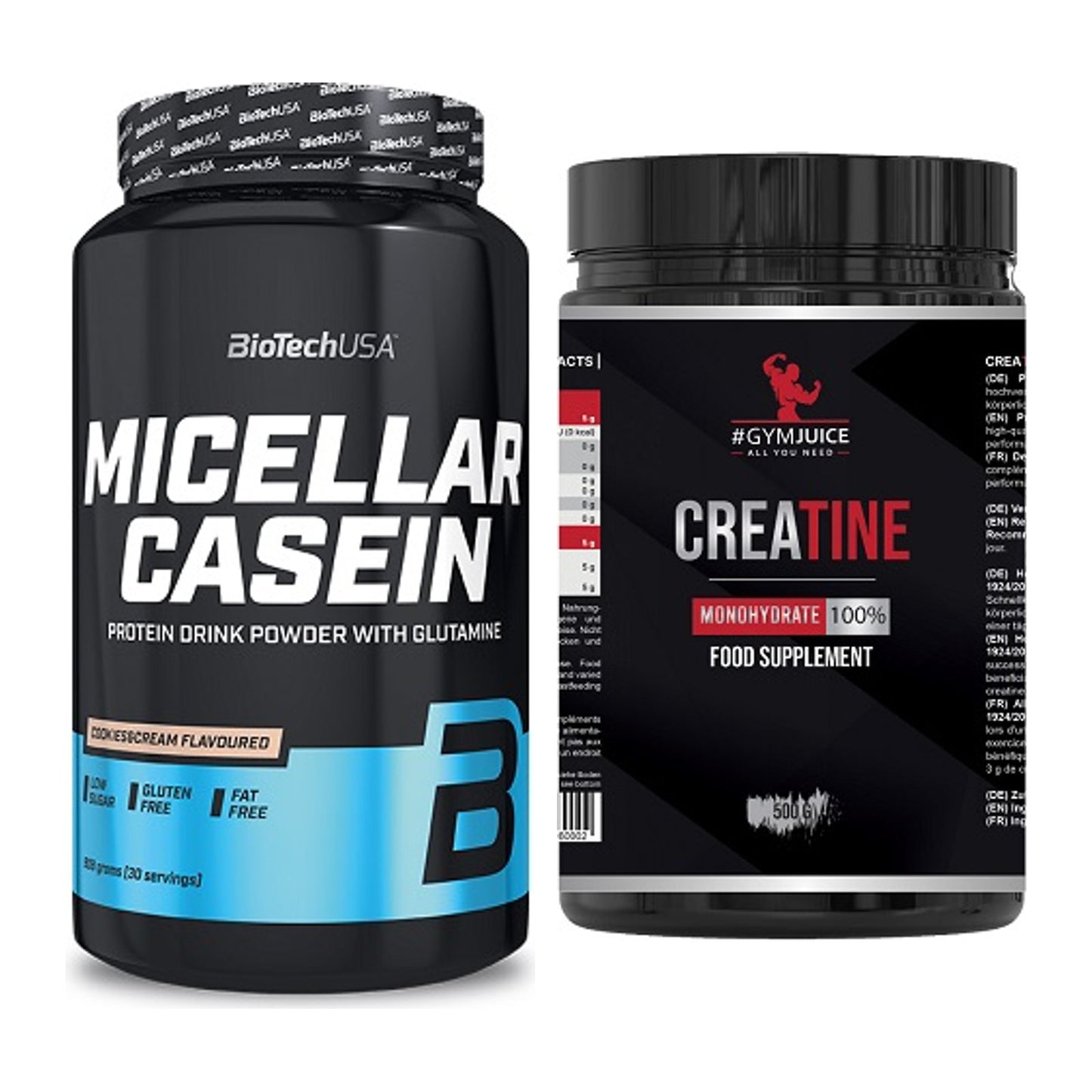 Muskelaufbau-Set: BioTech Micellar Casein + #GYMJUICE Creatine – alle enthaltenen Artikel