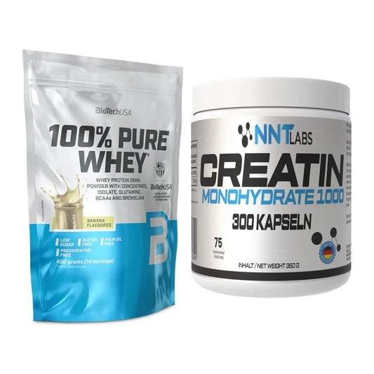 Muskelaufbau-Set: BioTech 100% Pure Whey + NNT Creatin 1000 mg – alle enthaltenen Artikel