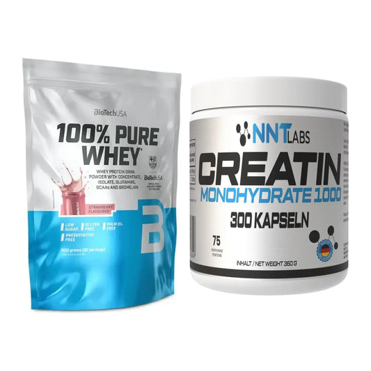 Muskelaufbau-Set: BioTech 100% Pure Whey 900g + NNT Creatin 1000 mg – alle enthaltenen Artikel