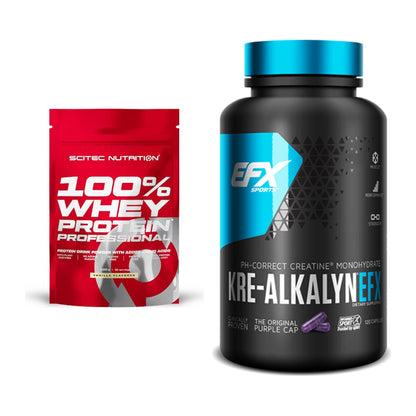 Muskelaufbau-Set: Scitec 100% Whey Protein + EFX Kre-Alkalyn – alle enthaltenen Artikel