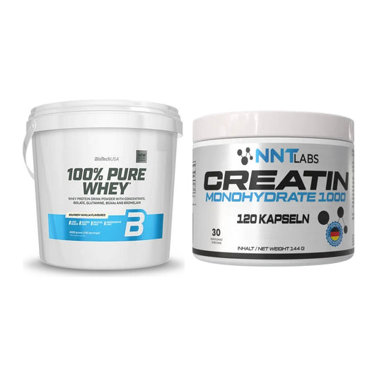 Muskelaufbau-Set: BioTech 100% Pure Whey + NNT Creatin 1000 mg – alle enthaltenen Artikel