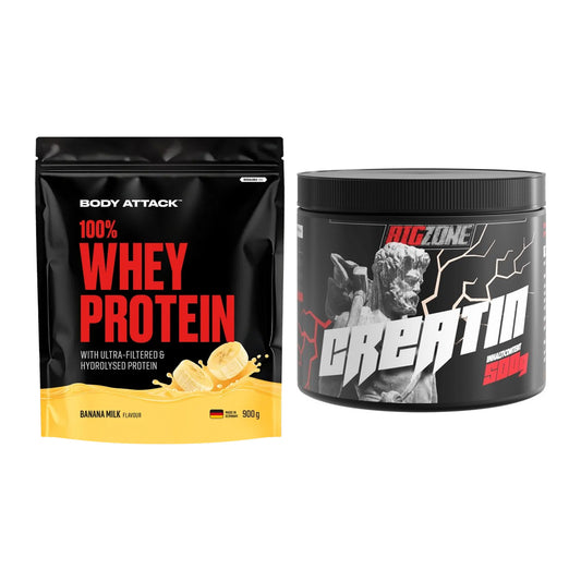 Muskelaufbau-Set: Body Attack 100% Whey + Big Zone Creatin – alle enthaltenen Artikel